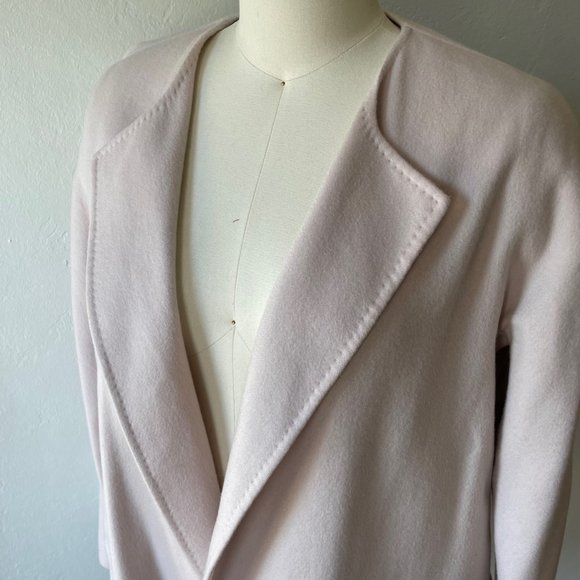 MaxMara Short Coat Light Pink 100% Cashmere Made in Italy Belted Size 12 - Picture 5 of 13